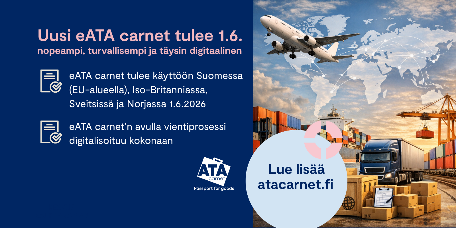 Sähköinen ATA carnet eATA otetaan käyttöön 1.6.2026 alkaen - ATA Carnet